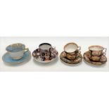 Victorian Hammersley & Co set of four tea cup and saucers, each painted with landscape vignettes