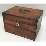 A camphorwood brass bound hinge-lidded box, width 30.5cm