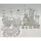 A collection of cut glass.