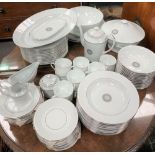 A contemporary Limoges porcelain dinner and coffee set, with silvered rims.