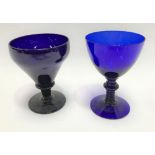 Georgian cobalt blue glass rummer, height 13cm; together with a later blue glass rummer, height 14cm