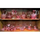 A collection of Victorian cranberry glass (27 pieces).