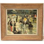 POSSIBLY BY JULIEN DUMONT (1859-1921) 'At the Races' Oil on board Signed 49cm x 59cm