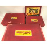 Four empty Meccano boxes for outfits 9, 9A and two 6s