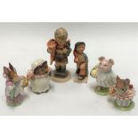 Four Beswick Beatrix Potter figures; together with two Goebel Hummel figures (6).