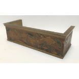A lacquered and painted book trough, the sides painted with fish amongst fronds, width 43cm.
