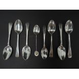 A set of six George III silver Old English pattern teaspoons, each London, dates 1809, 1810 and