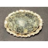 A Scottish silver stone set oval brooch, 51 x 38mm approx.