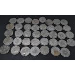 Thirty nine George V .500 silver One florin coins, weight 429.5g approx.