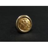 A 1906 half sovereign 9ct. hallmarked gold mounted ring, weight 8.2g approx.