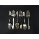 A set of six William IV silver Fiddle pattern table spoons by Charles Boyton I, London 1836,