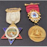 Two silver gilt and enamel masonic jewels, one for Queenswood Chapter No.4718, the other for Athol