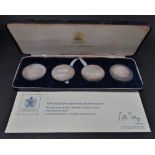 A cased set of four silver Churchill centenery medals, 1974 by Toye Kenning & Spencer Ltd, with