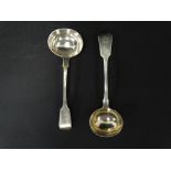 A pair of Victorian silver Fiddle pattern sauce ladles by George Aldwinckle, London 1856, weight 3.