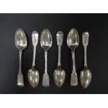 A set of six George IV silver Fiddle pattern dessert spoons, maker HD, London 1821, weight 5oz