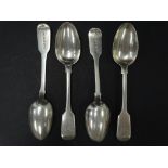 A set of four early Victorian silver Fiddle pattern dessert spoons by Hayne & Cater, London 1841,