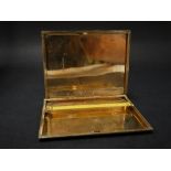 A good George V 9ct. hallmarked engine turned gold cigarette case by Asprey's, London, with slide