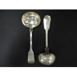 A pair of Victorian silver Fiddle pattern sauce ladles, maker I.L. H.L., London 1845, weight 4oz