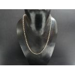 A 9ct. gold belcher link necklace, length 49cm, weight 9.2g approx.