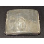 A George V silver engine turned cigarette case, maker R.P., Chester 1924, width 10.5cm, weight 4.