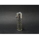 A George V small silver encased hinge lidded scent bottle, Birmingham 1912, height 5.5cm.