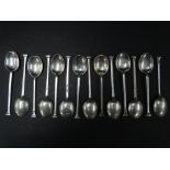 Fourteen various hallmarked silver nail head teaspoons, weight 4.80oz approx.