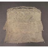 A silver hallmarked mesh evening bag with applied ball drops, width 18cm, weight 6.80oz approx.