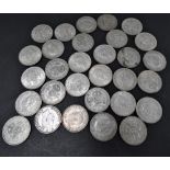 Thirty two George VI .500 silver Two shilling coins, weight 339g approx.