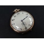 An early 20th century 9ct. cased dress crown wind pocket watch, the 38mm white painted dial with