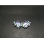 A George V silver and guilloche enamel butterfly brooch by J. Aitken & Sons, Birmingham 1916,