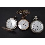 A silver cased full hunter pocket watch, together with a Pan-America nickel cased crown wind