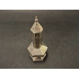 A Victorian Scottish silver hexagonal baluster section pepper caster with foliate engraved