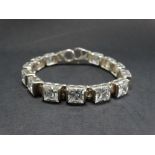 A contemporary Italian 925 silver clear stone set square link bracelet, length 18cm.
