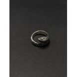 A contemporary 925 silver black stone set snake ring by Thomas Sabo, size 17mm diameter, weight 7.1g