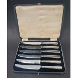 A set of six George VI silver filled handled butter knives with steel blades, Sheffield 1938.