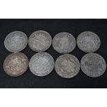 Eight George V & VI .500 silver half crown coins, weight 110.8g approx.