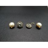 A pair of 9ct. hallmarked gold mounted cultured pearl clip earrings, together with a pair of 9ct.