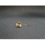 A 9ct. hallmarked gold seed pearl set lapel stud with gold plated safety chain, weight of gold 1.