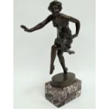 A bronze model of a dancing girl after Otto Schmidt-Hofer (1873-1925), signed, upon grey, red and