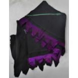 Possibly of suffragette interest, an early 20th century ladies black silk scarf or hem, with