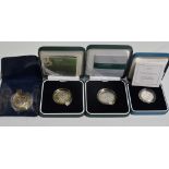Three silver proof £2 coins, Double Helix, Commonwealth Games 2002 and 300th anniversary of The