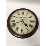 A 19th century mahogany cased single fusee wall clock, the painted dial marked Elkington & Company