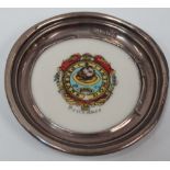 A Carlton China crested souvenir ware silver mounted pin dish for Penzance, Sheffield 1903, diameter