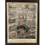 A Victorian hand coloured humorous hunting print 'A Fox - Hunter's Dream' after A.C. Havell and