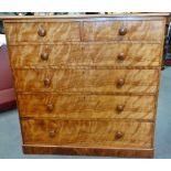 A late 19th century good quality satin birch Heal & Son of London chest of six drawers, width 121cm.