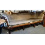 A 19th century mahogany framed Biedermeir style sofa with carved frame and legs.