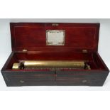 A 19th century Swiss cylinder musical box by Nicole Freres and playing eight aires No.1399, the 13