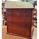 A small mahogany table top collectors chest of five graduated drawers, 33 x 34cm (AF).