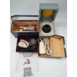 Four cased vintage microphones, including a Reslo Ribbon, an ivory bakelite microphone by Philips