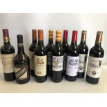 A mixed part case of ten bottles of French wine, including Montgolfier Chateau Camplay 2009,